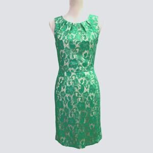 Alex Marie Floral Lace Overlay Shift Dress Size 14 Green Knee Length
